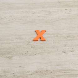 Пришивной декор буква X оранжевая, 25мм