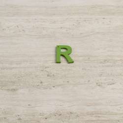 Пришивной декор буква R зеленая, 25мм