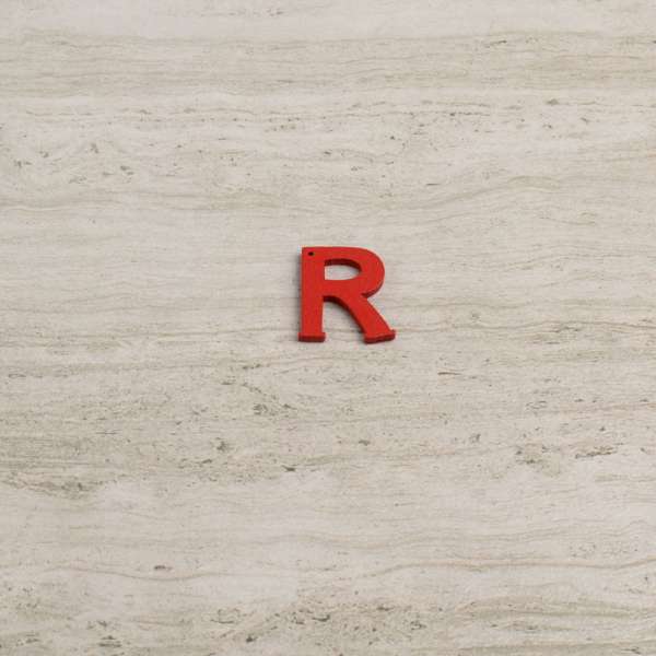Пришивной декор буква R красная, 25мм оптом