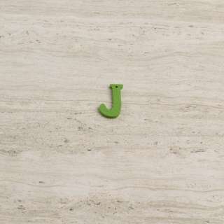 Пришивний декор літера J зелена, 25мм оптом