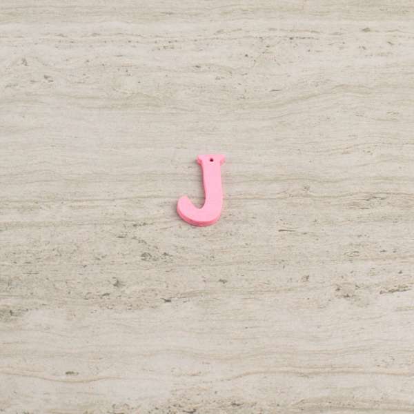 Пришивний декор літера J рожева, 25мм оптом