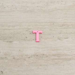 Пришивний декор літера T рожева, 25мм оптом