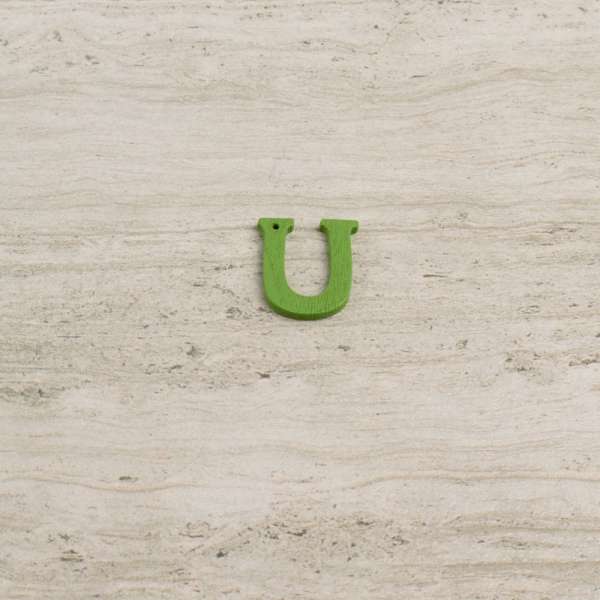 Пришивний декор літера U зелена, 25мм оптом