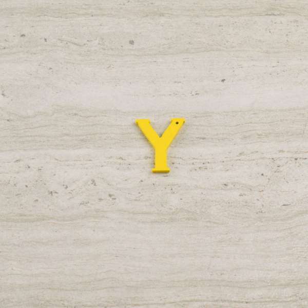 Пришивний декор літера Y жовта, 25мм оптом
