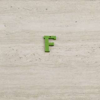 Пришивной декор буква F зеленая, 25мм оптом