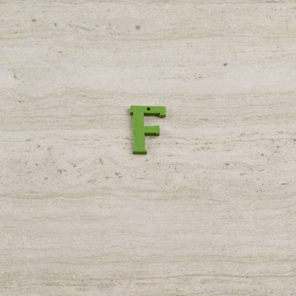 Пришивний декор літера F зелена, 25мм оптом