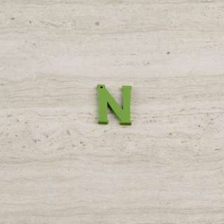 Пришивний декор літера N зелена, 25мм оптом