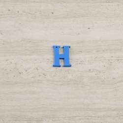 Пришивний декор літера H синя, 25мм