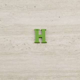 Пришивний декор літера H зелена, 25мм оптом