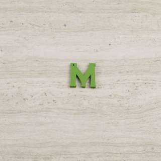 Пришивний декор літера M зелена, 25мм оптом