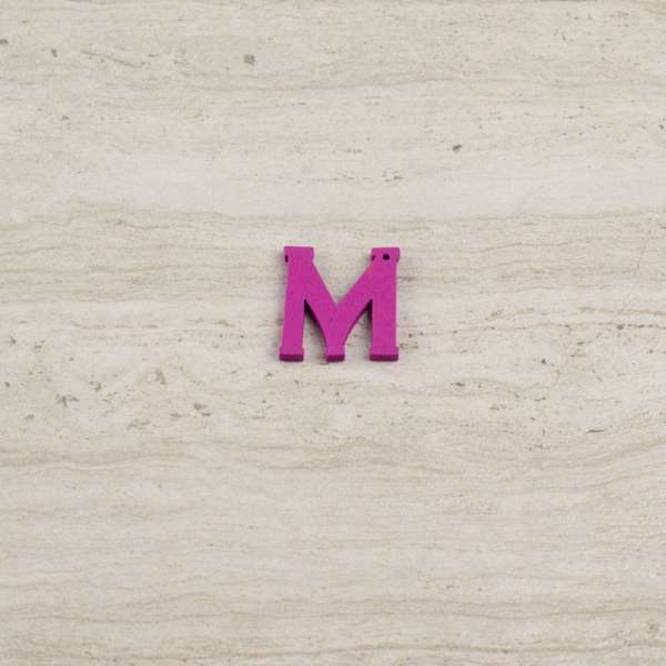 Пришивний декор літера M фіолетова, 25мм оптом