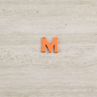 Пришивной декор буква M оранжевая, 25мм оптом