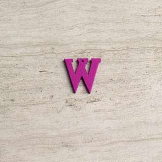 Пришивний декор літера W фіолетова, 25мм оптом