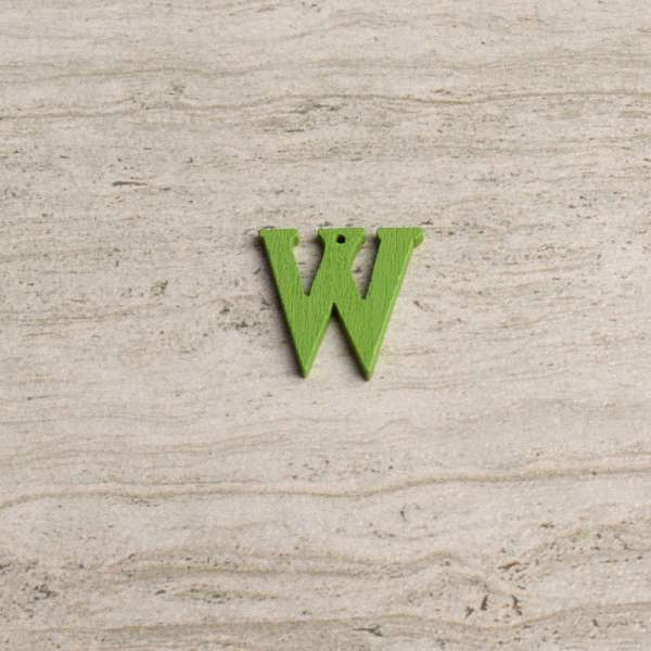 Пришивний декор літера W зелена, 25мм оптом