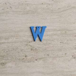 Пришивний декор літера W синя, 25мм оптом