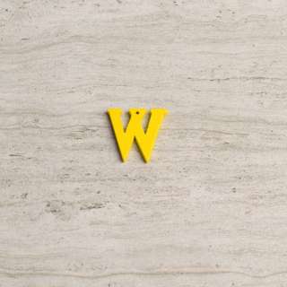 Пришивний декор літера W жовта, 25мм оптом