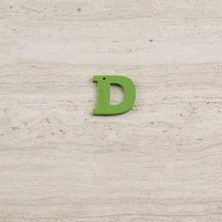 Пришивной декор буква D зеленая, 25мм оптом