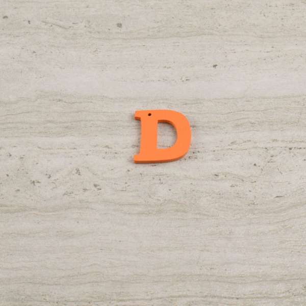 Пришивной декор буква D оранжевая, 25мм оптом