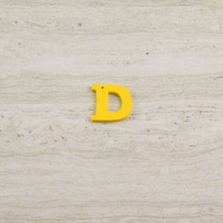 Пришивной декор буква D желтая, 25мм оптом