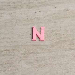 Пришивной декор буква N розовая, 25мм оптом