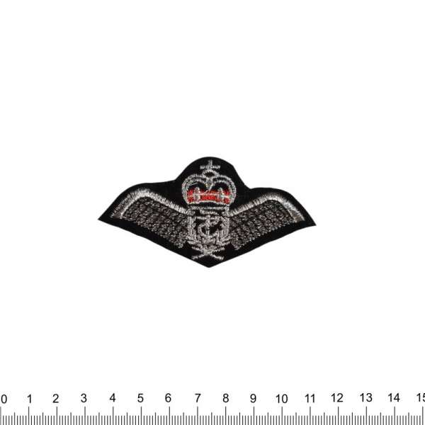 Нашивка Крылья с короной 40х80мм черная оптом