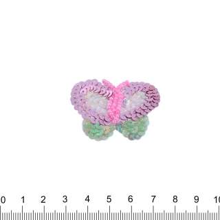 Нашивка с пайетками Бабочка 35х50мм розовая оптом