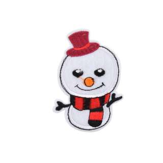 Термоаппликация Снеговик в шляпе красной 60х90мм оптом