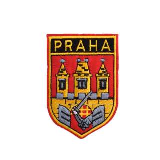 Термоаплікація Герб PRAHA з замком 50х80мм червоний оптом