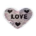 Нашивка Пайетки сердце LOVE 210х180мм серебро/фрез оптом