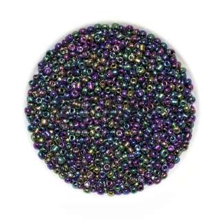 Бисер черный малиново-зеленый отлив, упаковка 50г оптом