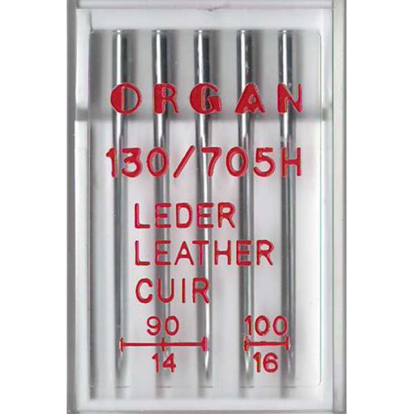 Иглы для кожи ORGAN LEATHER MIX №90/14, №100/16 (набор 5 шт) для бытовых швейных машин оптом
