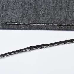 Кант встрочной серебристый на черной основе, ш.10 мм