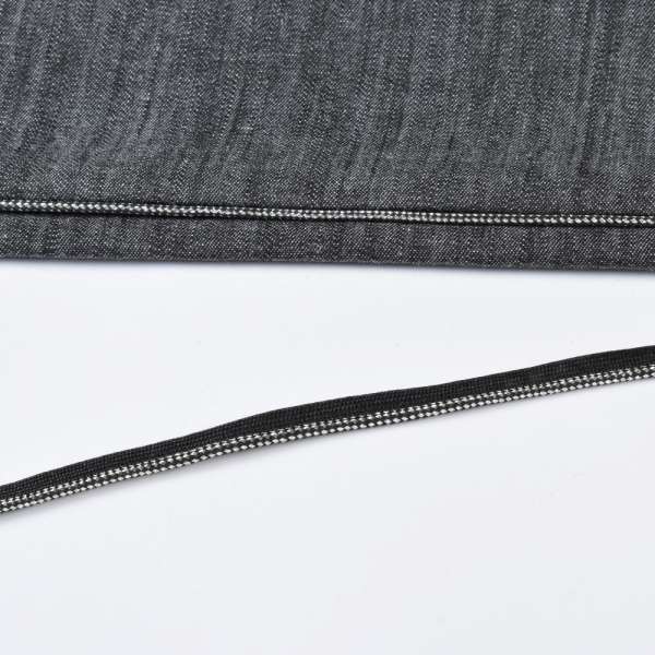 Кант встрочной серебристый на черной основе, ш.10 мм оптом