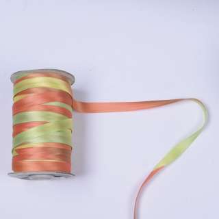 Косая бейка атласная 16мм (5/8") радуга желто-оранжевая оптом