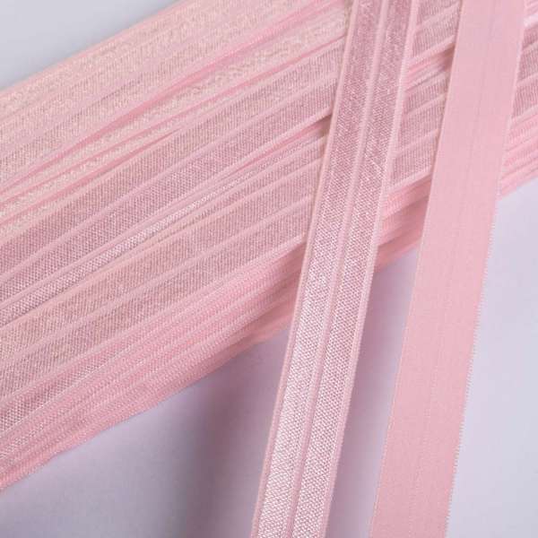 Косая бейка стрейч 15 мм розовая светлая оптом