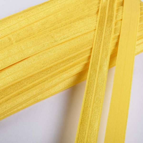 Косая бейка стрейч 15 мм желтая светлая оптом