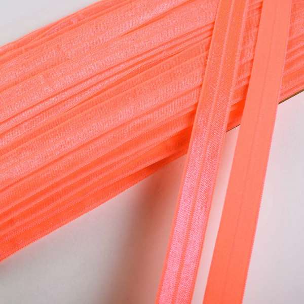 Косая бейка стрейч 15 мм оранжевая яркая оптом