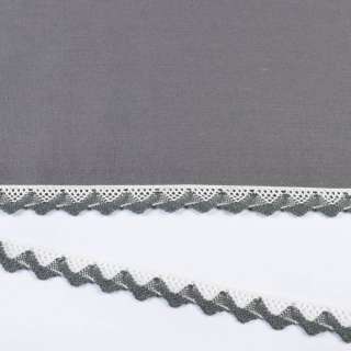 Кружево хлопок зигзаг 20мм бело-серое оптом