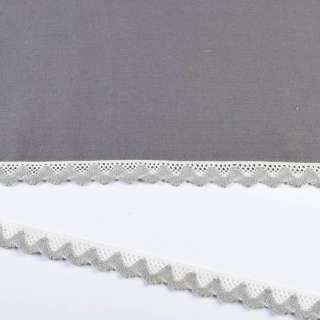 Кружево хлопок зигзаг 20мм бело-серое светлое оптом