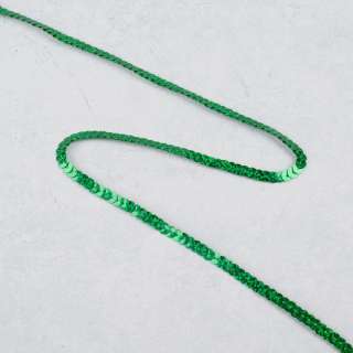 Тесьма-чешуя в один ряд на нитке 3мм зеленая оптом