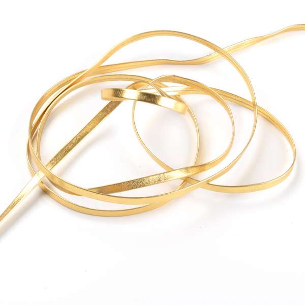 Тесьма кожаная лакированная 5мм золотистая оптом