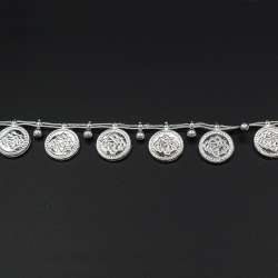 Тесьма пластик монетка плетеная золотистая, серебристая