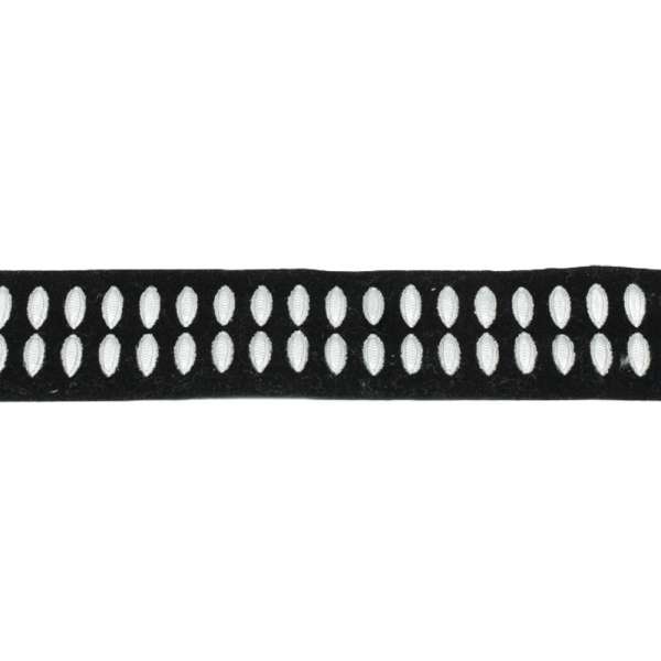 Стрічка чорна з сріблястими овалами ш.2,5 см оптом