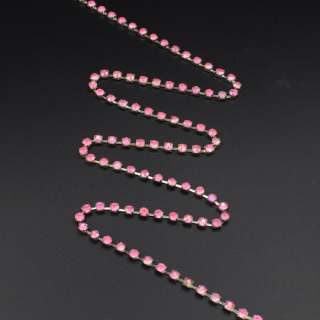 Тесьма со стразами 4 мм радуга 3 мм розовая серебро оптом