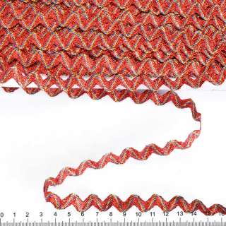 Тасьма берізка люрекс веселка 15мм червона оптом