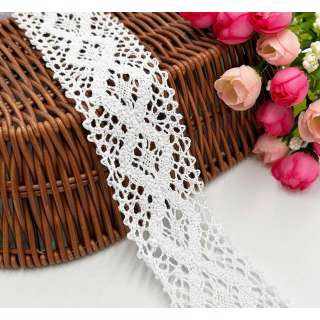 Кружево хлопковое белое 45мм оптом
