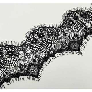 Кружево шантильи черное 80 мм (1м) синтетическое оптом
