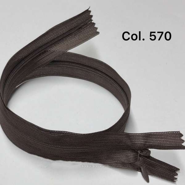 Молния потайная М-50 Тип-3 неразъемная нейлон коричневая темная оптом
