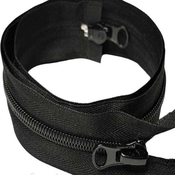 Молния спиральная М-85 №8 разъемная 2 бегунка черная оптом