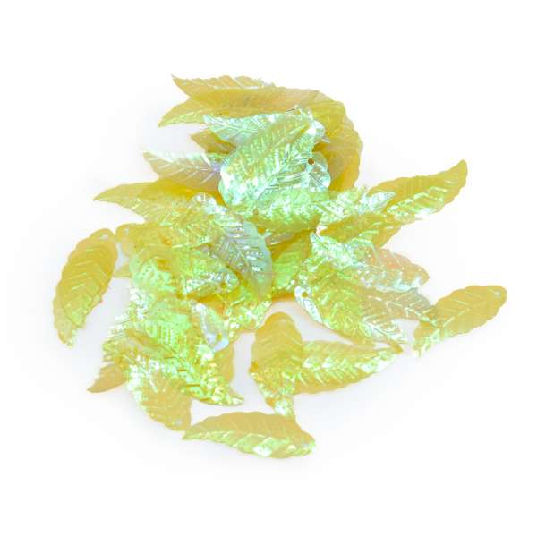 Пайетка хамелеон листик 28х10мм 25 г прозрачная зеленая оптом